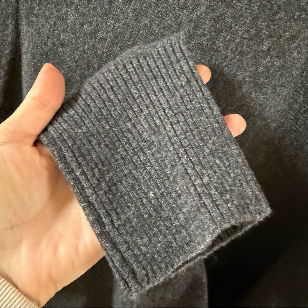Ainsley Open Cashmere & Wool Long Line Cardigan in Charcoal Gray XL - Picture 5 of 9